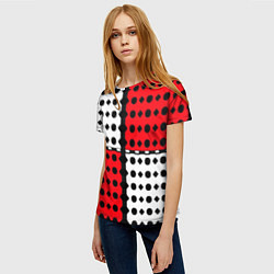 Футболка женская Красно белое полотно и фигуры, цвет: 3D-принт — фото 2