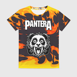 Футболка женская Pantera рок панда и огонь, цвет: 3D-принт