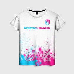 Женская футболка Atletico Madrid neon gradient style посередине