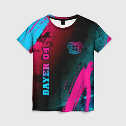 Футболка женская Bayer 04 - neon gradient вертикально, цвет: 3D-принт