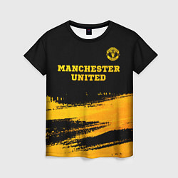 Женская футболка Manchester United - gold gradient посередине