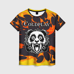 Футболка женская Coldplay рок панда и огонь, цвет: 3D-принт