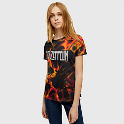 Футболка женская Led Zeppelin red lava, цвет: 3D-принт — фото 2