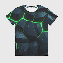Женская футболка Abstract dark green geometry style