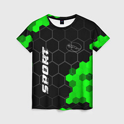Футболка женская Jaguar green sport hexagon, цвет: 3D-принт