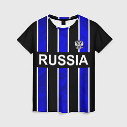 Футболка женская Россия- черно-синяя униформа, цвет: 3D-принт