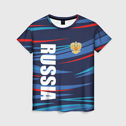 Футболка женская Россия - blue stripes, цвет: 3D-принт