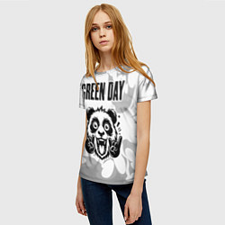 Футболка женская Green Day рок панда на светлом фоне, цвет: 3D-принт — фото 2