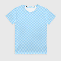 Футболка женская Светлый голубой паттерн мелкая шахматка, цвет: 3D-принт