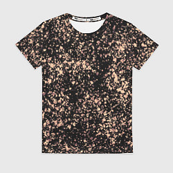 Футболка женская Чёрный с напылением персикового цвета, цвет: 3D-принт