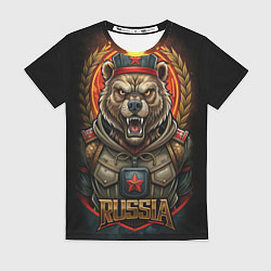 Футболка женская Военный русский медведь, цвет: 3D-принт