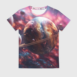 Женская футболка Объемный космос и планеты