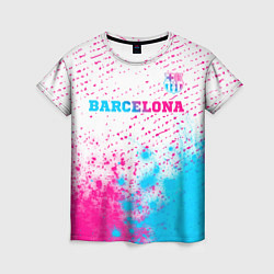 Женская футболка Barcelona neon gradient style посередине
