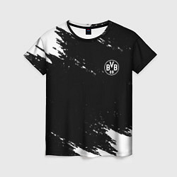 Женская футболка Borussia краски чёрно белый
