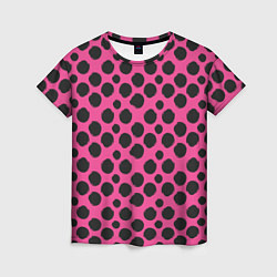 Футболка женская Гороховый тренд черный на розовом фоне, цвет: 3D-принт