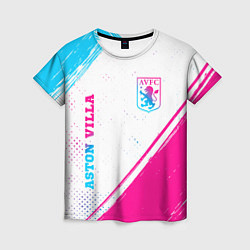 Футболка женская Aston Villa neon gradient style вертикально, цвет: 3D-принт