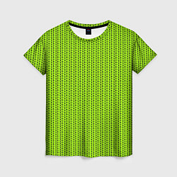 Футболка женская Ярко-зелёный в маленькие чёрные полоски, цвет: 3D-принт