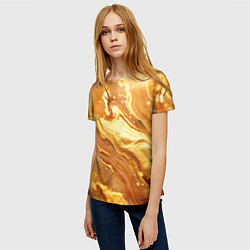 Футболка женская Жидкое золото текстура, цвет: 3D-принт — фото 2