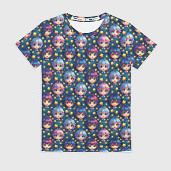 Женская футболка Аниме персонажи паттерн