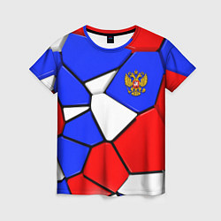 Футболка женская Трехмерные плиты в стиле Российского флага, цвет: 3D-принт