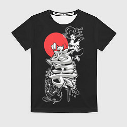 Футболка женская Японская гейша и карп кои, цвет: 3D-принт