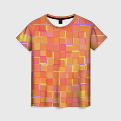 Футболка женская Россыпь оранжевых квадратов, цвет: 3D-принт
