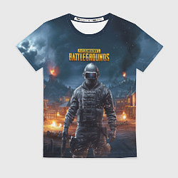 Футболка женская PUBG персонаж в ночном городе, цвет: 3D-принт
