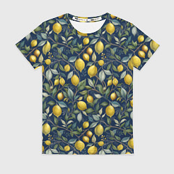 Женская футболка Лимоны на ветках паттерн