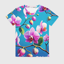 Футболка женская Орхидея цветы паттерн, цвет: 3D-принт