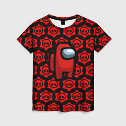 Футболка женская Among us pattern brawl stars, цвет: 3D-принт