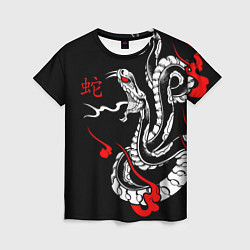 Футболка женская Иллюстрация змеи в японском стиле, цвет: 3D-принт
