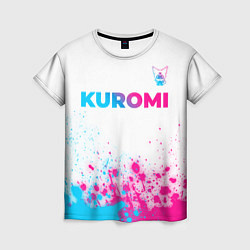 Женская футболка Kuromi neon gradient style посередине