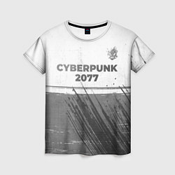 Женская футболка Cyberpunk 2077 - white gradient посередине