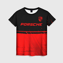 Женская футболка Porsche - red gradient посередине