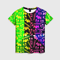 Футболка женская Marshmello pattern neon steel, цвет: 3D-принт