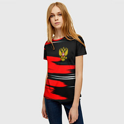 Футболка женская Россия полосы краски, цвет: 3D-принт — фото 2
