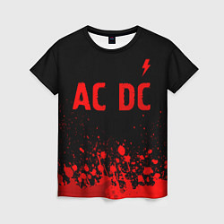 Женская футболка AC DC - red gradient посередине