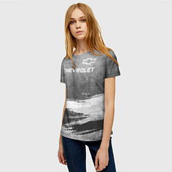 Футболка женская Chevrolet - grey gradient посередине, цвет: 3D-принт — фото 2