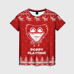 Футболка женская Новогодний Poppy Playtime с оленями, цвет: 3D-принт