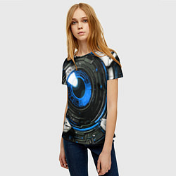 Футболка женская Синяя сфера киберпанк, цвет: 3D-принт — фото 2