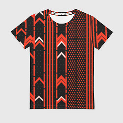 Футболка женская Красные обои на чёрном фоне, цвет: 3D-принт