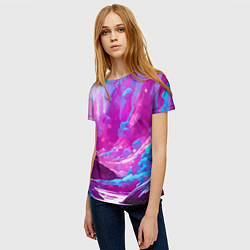 Футболка женская Фиолетовая кислотная абстракция, цвет: 3D-принт — фото 2