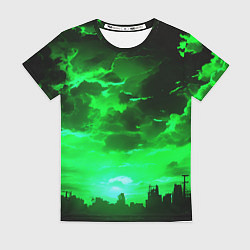 Футболка женская Кислотный зелёный закат, цвет: 3D-принт