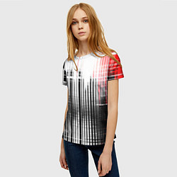 Футболка женская Красно-чёрный гранж на белом фоне, цвет: 3D-принт — фото 2