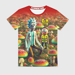 Футболка женская Рик и Морти заблудились в мухоморном поле, цвет: 3D-принт