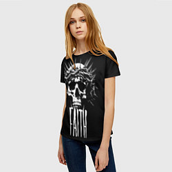 Футболка женская Череп надпись - вера, цвет: 3D-принт — фото 2