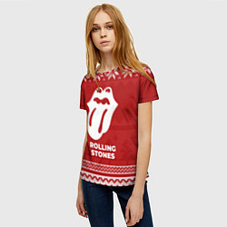 Футболка женская Новогодний Rolling Stones, цвет: 3D-принт — фото 2
