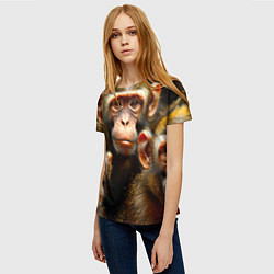 Футболка женская Макаки, цвет: 3D-принт — фото 2