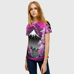 Футболка женская Япония природа в коллаже, цвет: 3D-принт — фото 2