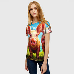 Футболка женская Три поросенка, цвет: 3D-принт — фото 2